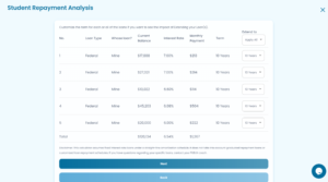 Fitbux student loan payoff calculator loan listing